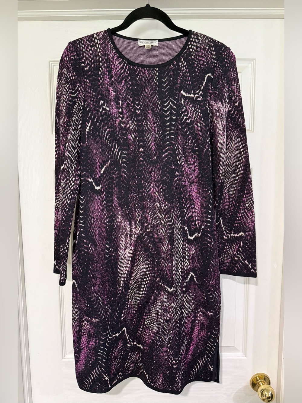 St. John Sport Purple & Black Snake Wool Blend Dress